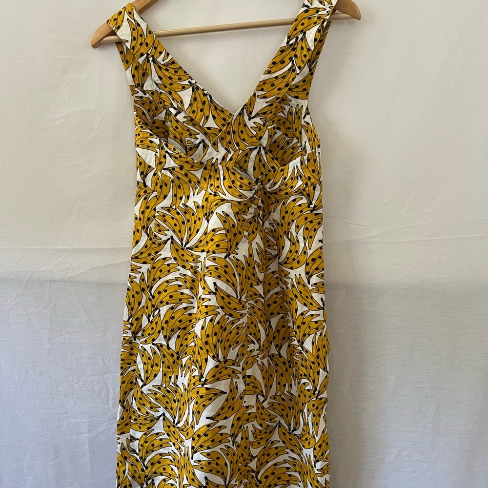 FARM Rio Linen Banana Print Yellow and White Mini Dress - Picture 6 of 15